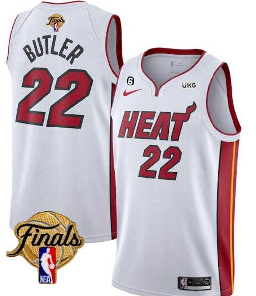 Men%27s Miami Heat #22 Jimmy Butler White 2023 Finals Association Edition With NO.6 Patch Stitched Basketball Jersey Dzhi->miami heat->NBA Jersey